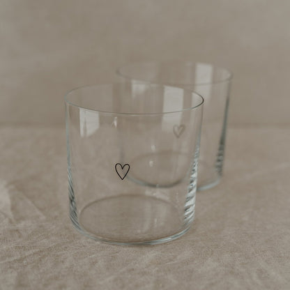 Drinkglas hartje set van 2